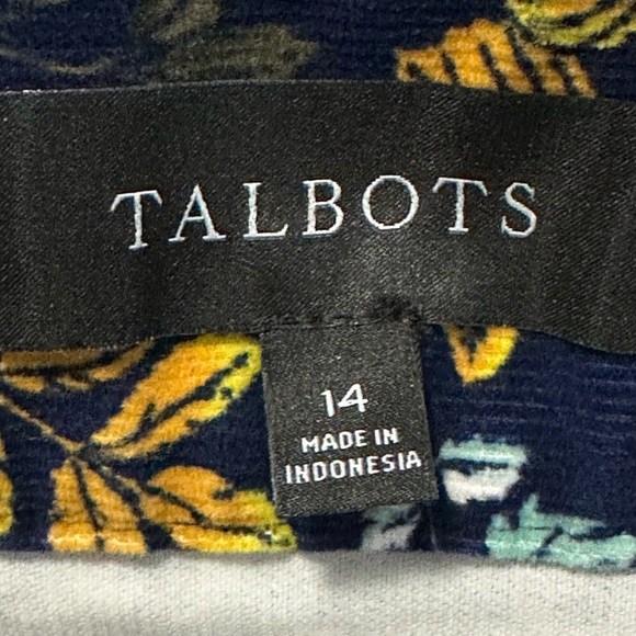 💛🌼 Talbots Women's Navy Blue Floral Print Corduroy A-Line Skirt - Size 14 💛🌼 - Picture 7 of 11